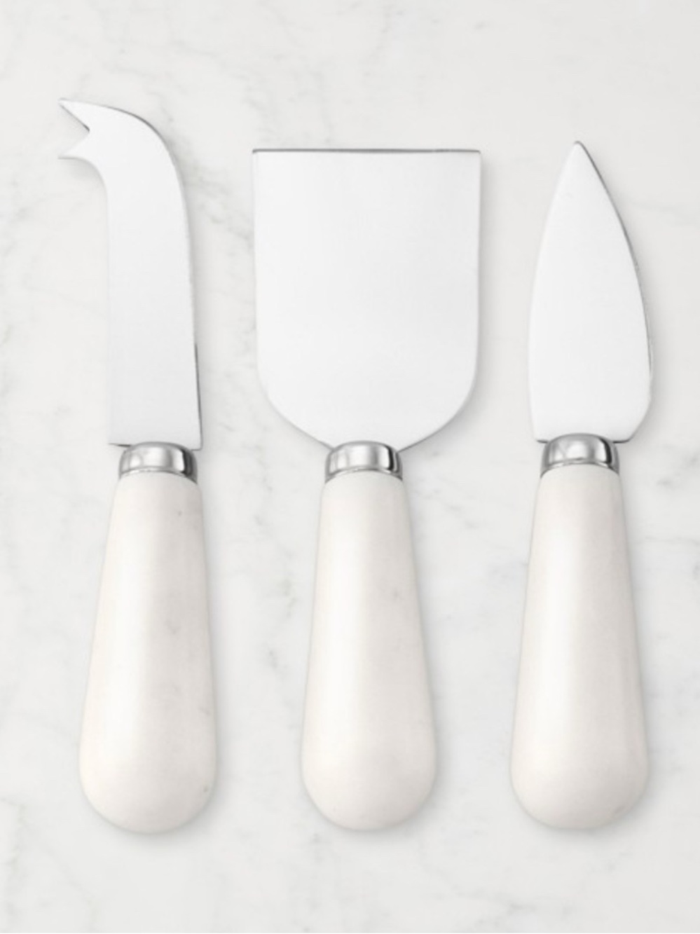 Williams-Sonoma Set of 3 White Marble &Copper Cheese Knives